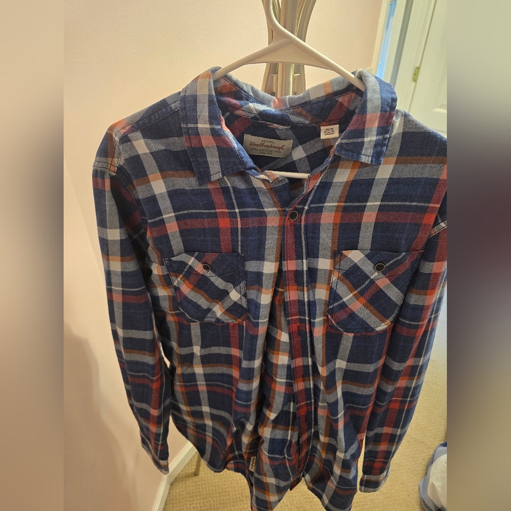 Weatherproof Casual Blue and Red Plaid Shirt